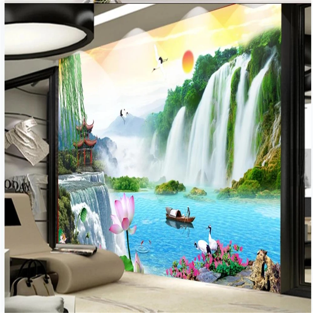 

beautiful scenery wallpapers Landscape waterfall wallpapers landscape painting TV background wall 3d wallpapers