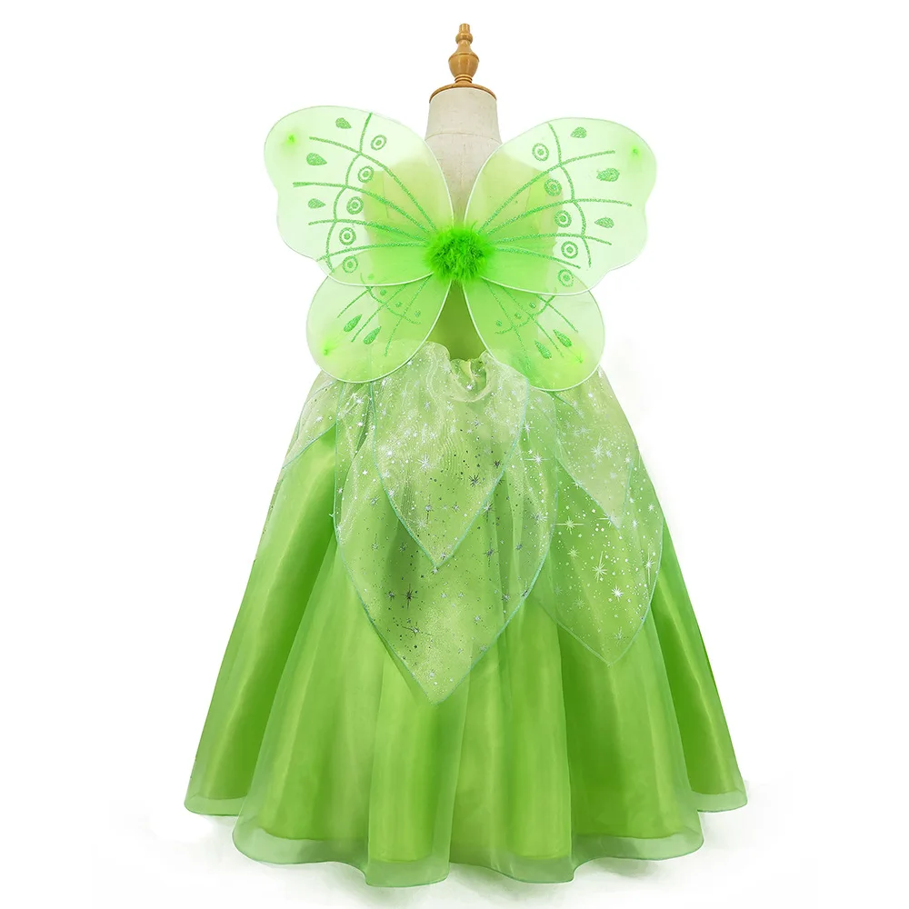 Girls Princess Tiana Dress up Costume Kids Cosplay Princess and The Frog Clothing Child Birthday Party Halloween Fancy Ball Gown