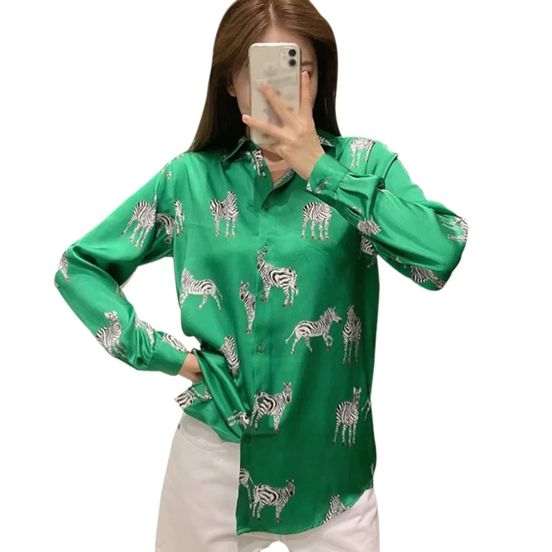 Animal Printing Women Blouses Spring Autumn Loose Leisure Long Sleeve Blouse Shirts Clothing