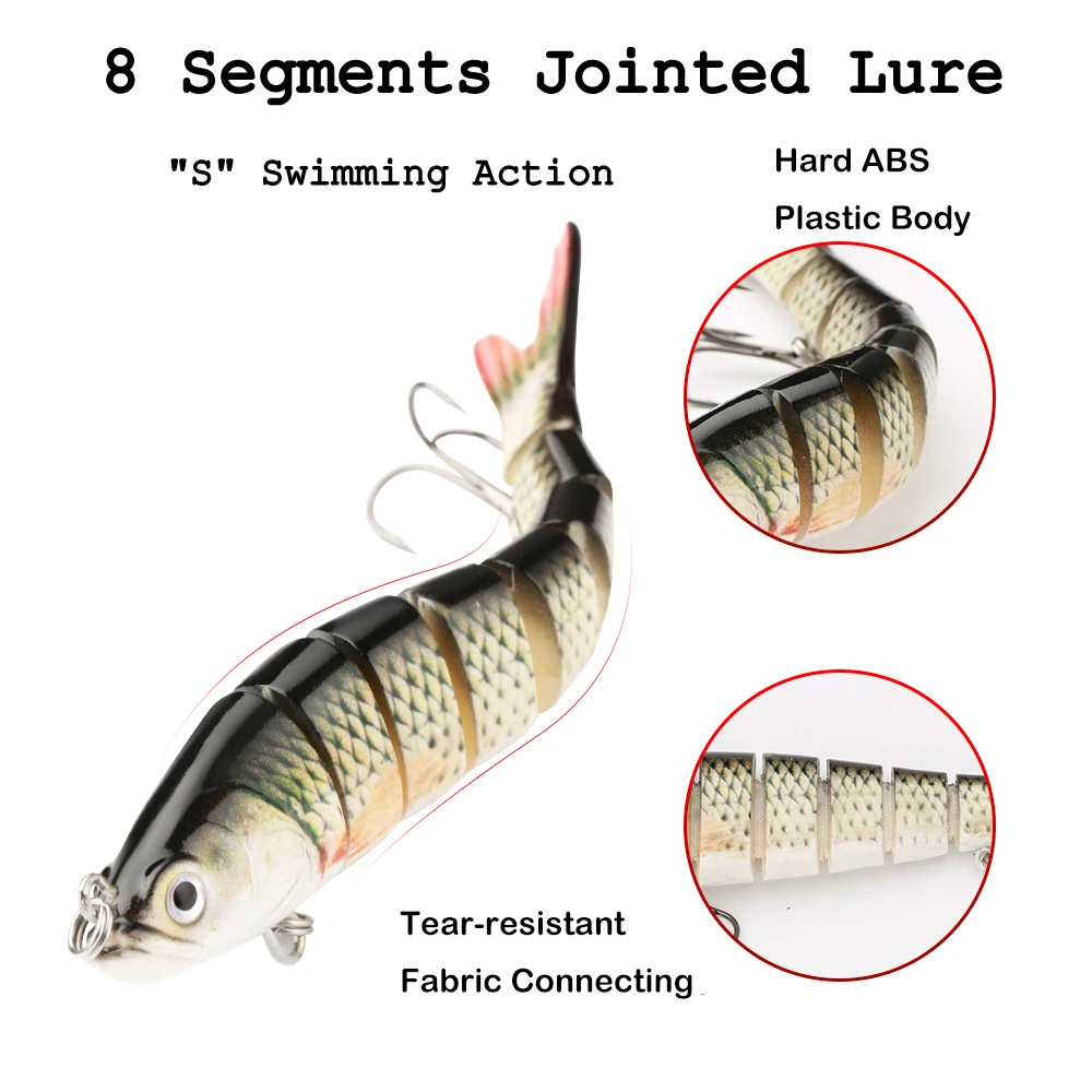 JOHNCOO 3pcs 12cm 21gSinking Wobblers Fishing Lures Set 6-8 Segments Hard Artificial Bait Kit Multi Jointe Swimbait Trout Pike