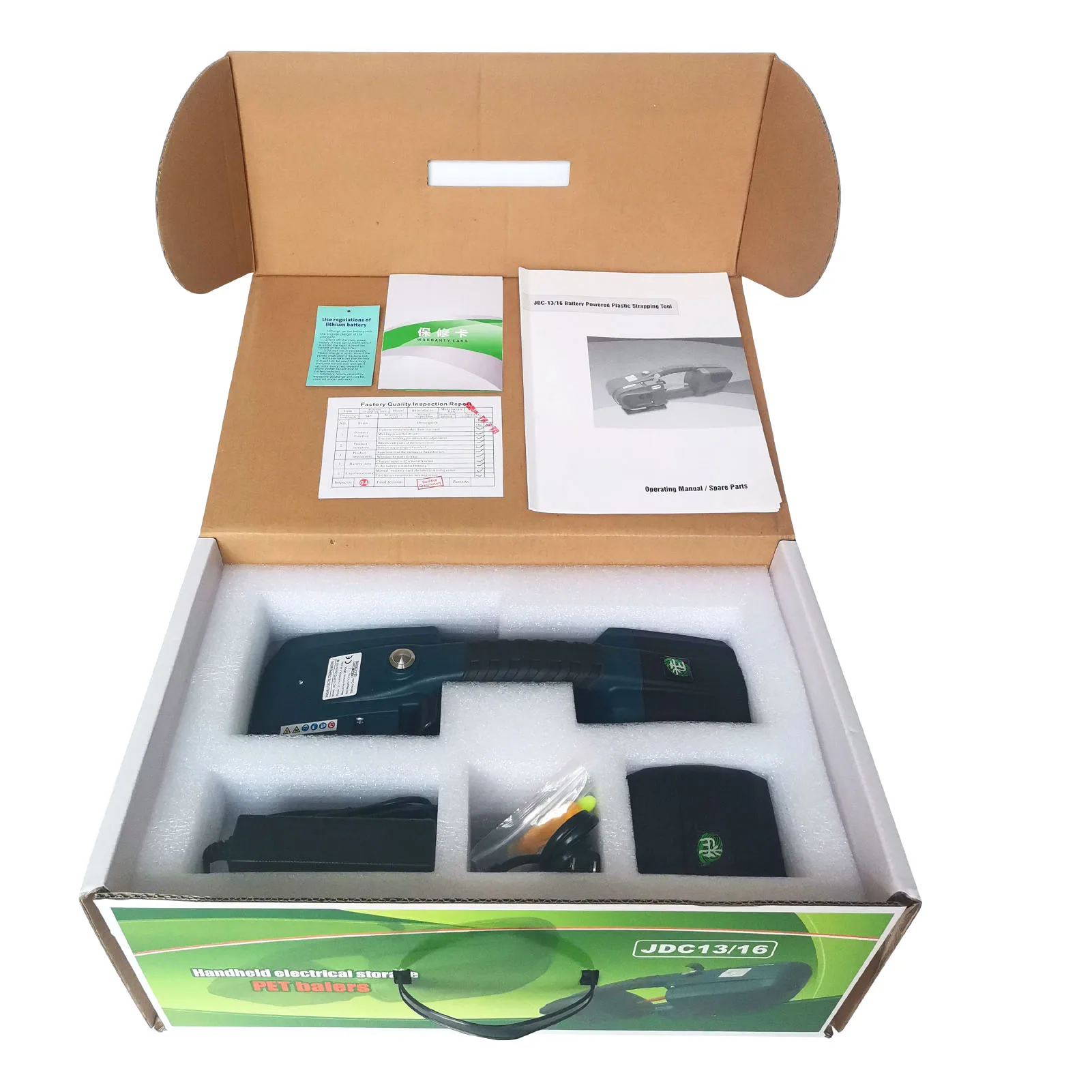 Mesin Tegap PP PET Bertenaga Baterai Dua 13Mm-16Mm untuk Alat Pengemasan Elektrik Pelontar Pembungkus Palet