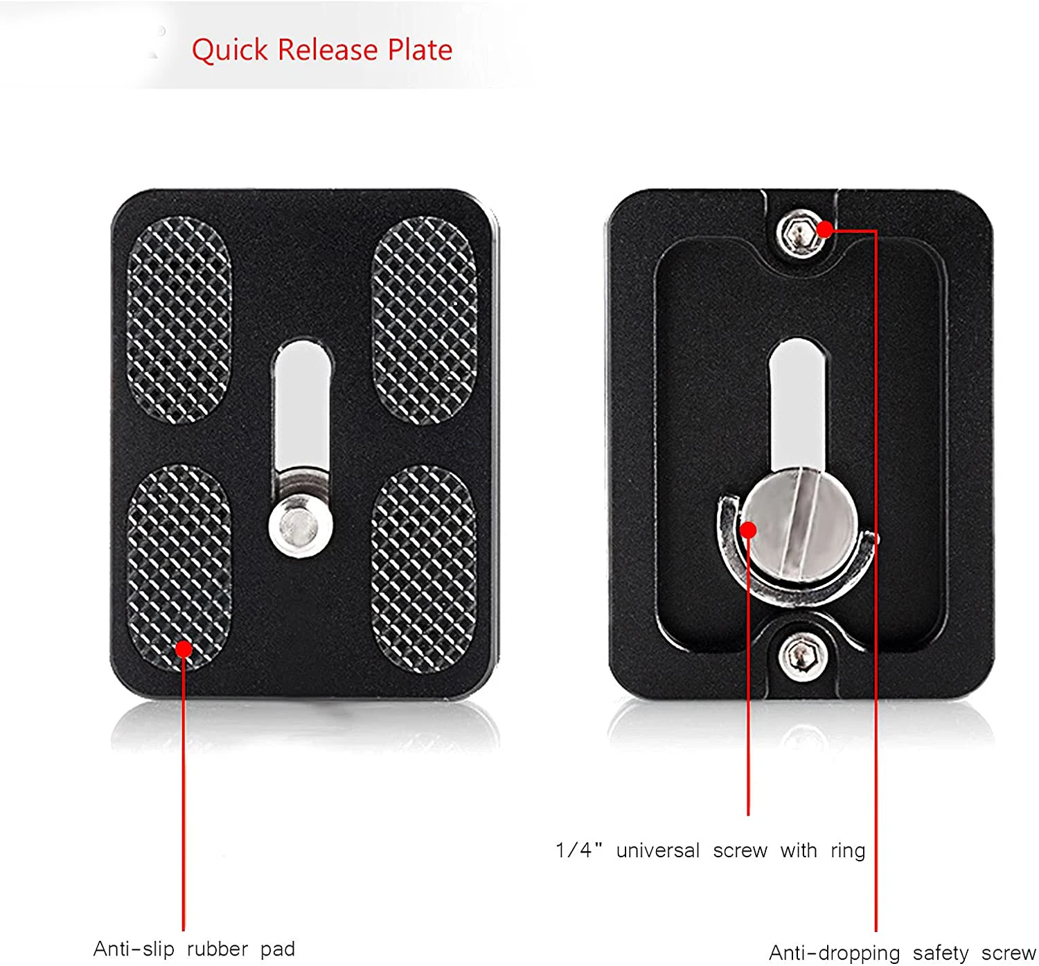 Universal Tripod QR Plate PU50, Quick Release Plate, Arca Swiss Plate with 1/4 Inch Slotted Screw, C-Ring/D-Ring 1/4