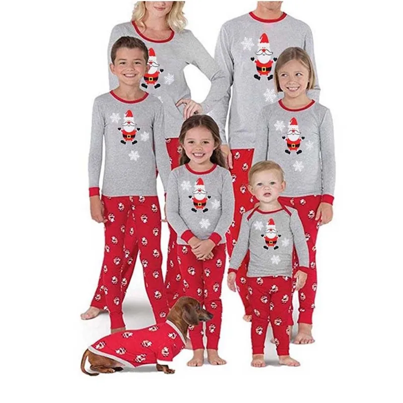 

Christmas Family Matching Pajamas Set Men Women Kids Sleepwear Nightwear Santa Claus Top+Bottoms Cotton Outfit Set Plus Size