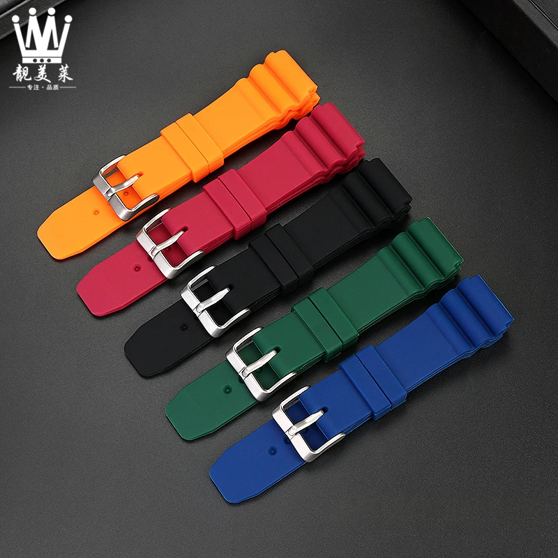 High quality resin watch belt for Seiko No. 5 srp601j1 srp599j1 srp605j2  Black  Green Water Ghost silicone watchband 22mm strap