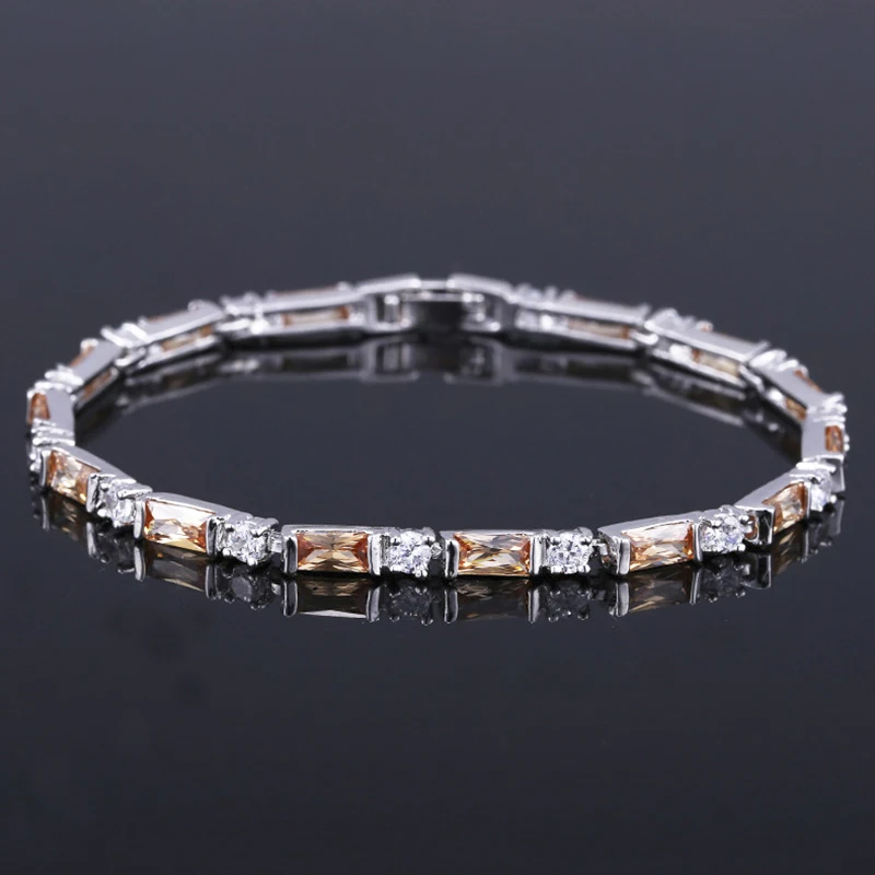 ThreeGraces Factory Price Silver Color Cubic Zirconia Stones MultiColored Fashion Party Bracelets For Women Jewelry Gift BR051