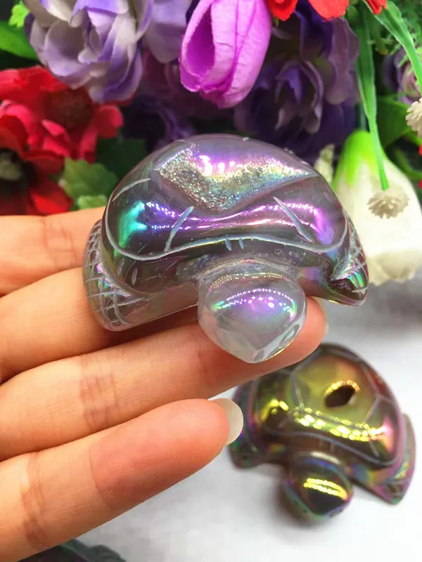 

Natural quartz crystal agate carving angel turtle ornaments