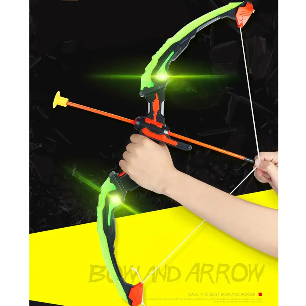 Light Up Archery Bow and Arrow Toy Set for Boys Girls With 3 Suction Cup Arrows, Target, and Quiver