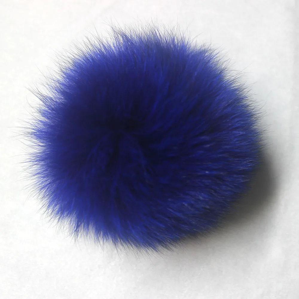 9Cm Round Fluffy Real Fox Raccoon Small Fur Pom Pompom For Keychains and Knitted Beanie Cap Hats Genuine Pompon Pom with Buttons