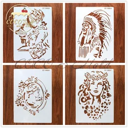 4 Styles A4 Size Lady/Landmark Design DIY Plastic Scrapbooking Painting Templates Cake Stencils Kitchen Cake Decorating Tools