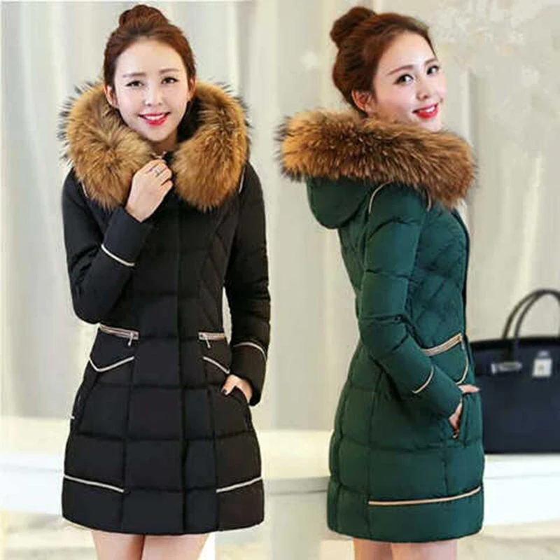 2023 Winter New Down Padded Jacket Mid-Length Women\'s Slim Fit And Big Fur Collar Coat Down Overwear Feminine L90