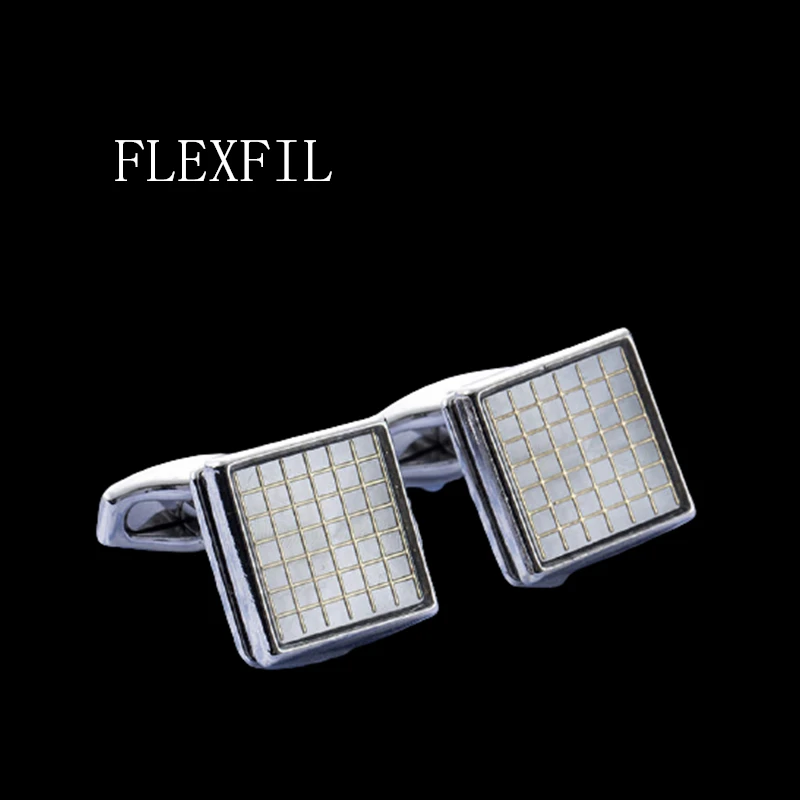 FLEXFIL shirt cufflinks men's cuff buttons cuff links gemelos Brand High Quality Drawing square wedding abotoaduras Jewelry