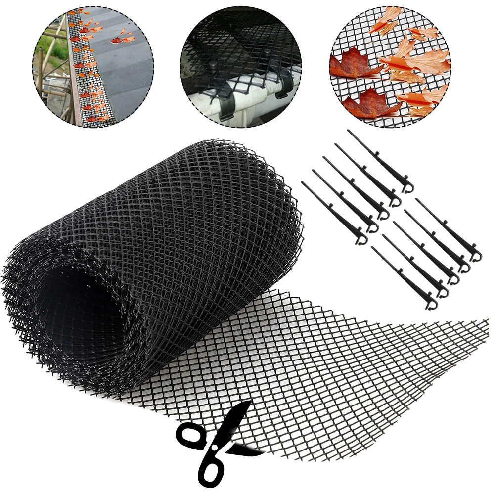 

High quality 6"/7" Gutter Guard Mesh Gutter Guard with 10 Stakes to Protect from Leaves Debris Clogging Gutter Downspout Drain