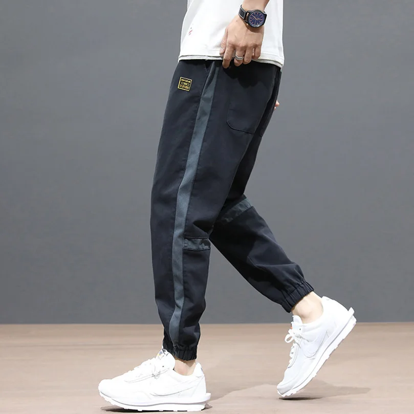 Spring Summer Harajuku Style Harem Pants Nine-Point Casual Trousers Men Loose Large Size Streetwear Trend Cotton Men\'s Joggers