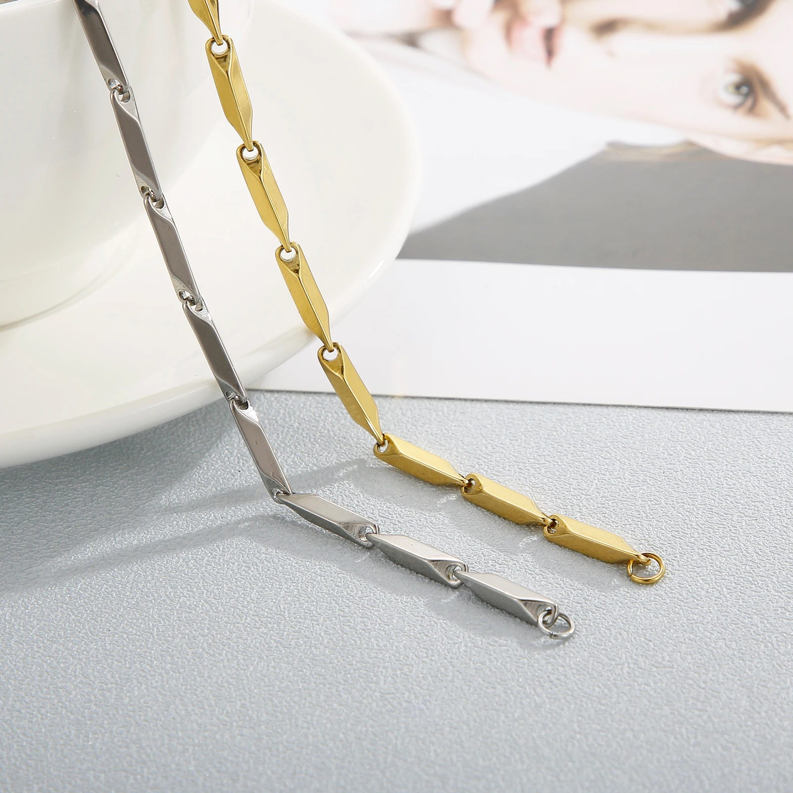 3 مللي متر بذور البطيخ جديد تويست الذهب اللون العصرية سلسلة قلادة الذكور المقاوم للصدأ موضة هدايا مجوهرات #4