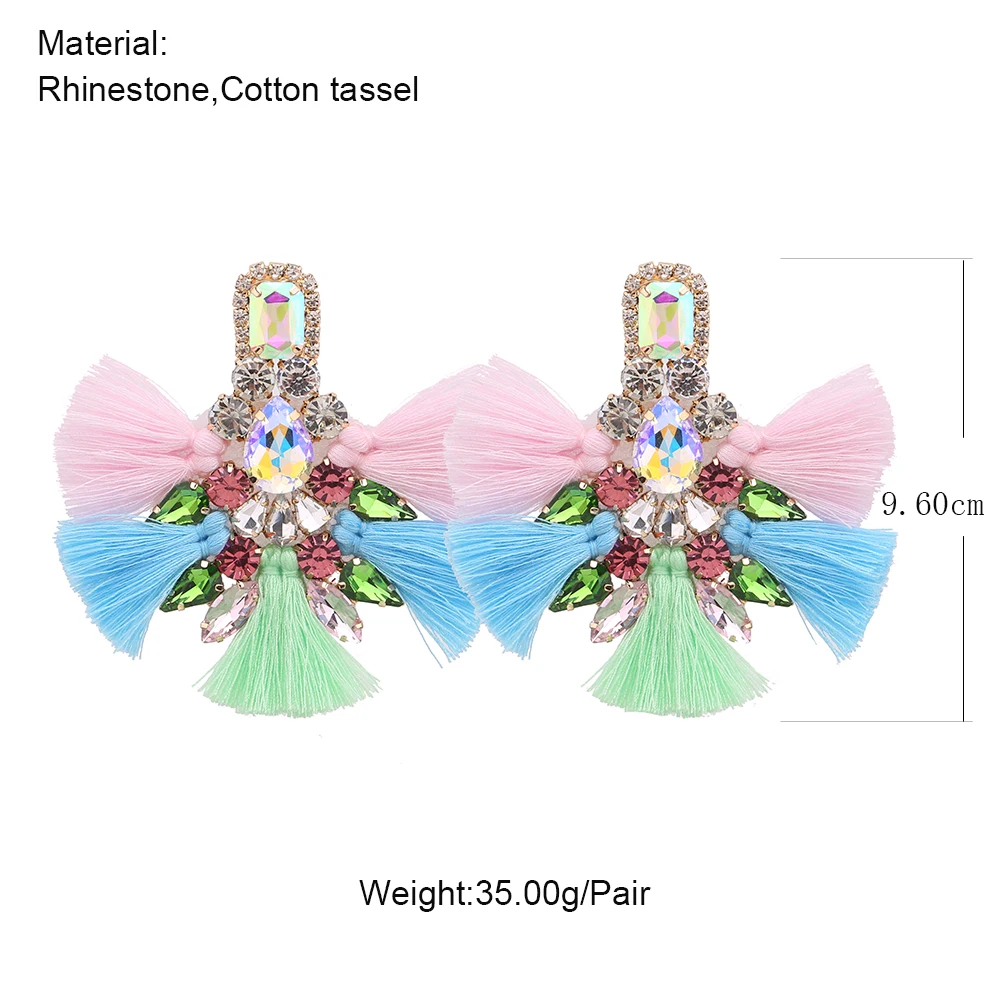 Big Earrings Rhinestone Dangle Drop Long Tassel Earings Boho India Earing For Women Fringe Female Wedding Jewelry Brincos Gifts