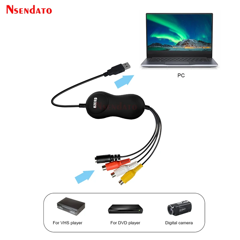 Ezcap-USB 159オーディオビデオグラバーキャプチャカード,デジタルビデオ形式のコンバーター,Windows 10,Mac用のHDカムコーダー,2.0