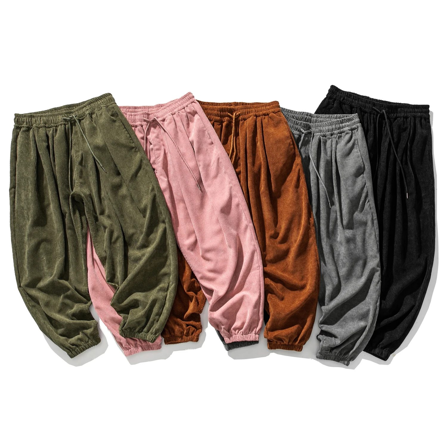 Chinese Style Loose Plus Size Corduroy Pants Spring Autumn Japanese Streetwear Baggy Pants Harajuku Jogging Fashion Trousers Men