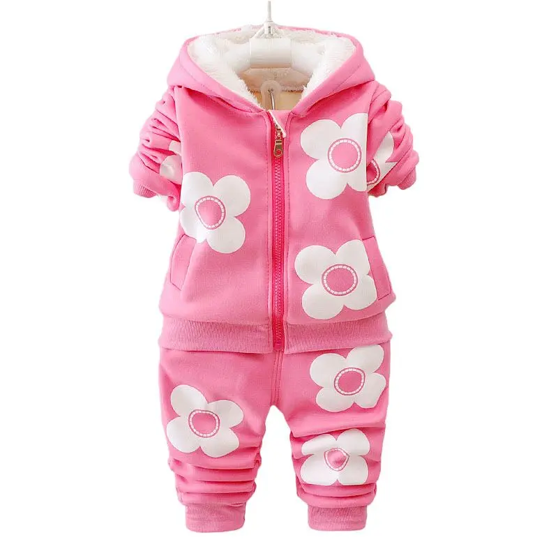 Set di abbigliamento per neonate invernali 2021 autunno Toddler Boys Girls cappotti con cappuccio caldi pantaloni Suit Set di vestiti per tute