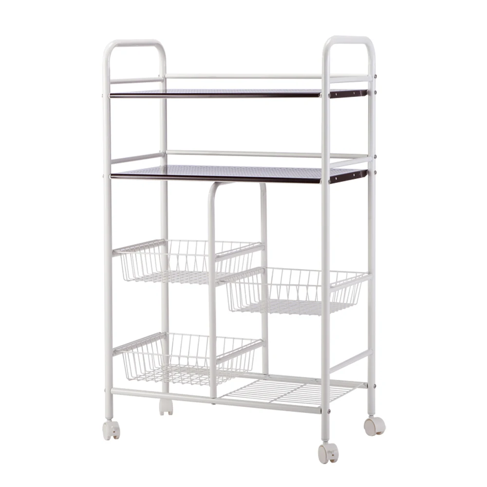 Cannes Double Row Metal Mesh Basket Cart Storage Shelf Rack Multi-Functional Kitchen Cabinet Coffee for Bedroom Bathroom Etc