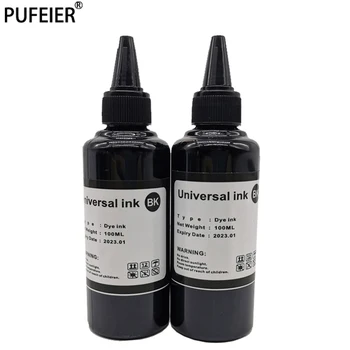 Kit de recharge d'encre noire universel à base de colorant à l'eau, 100ml x 2 BK, pour imprimante à jet d'encre Epson Canon HP Brother Lexmark Samsung Dell