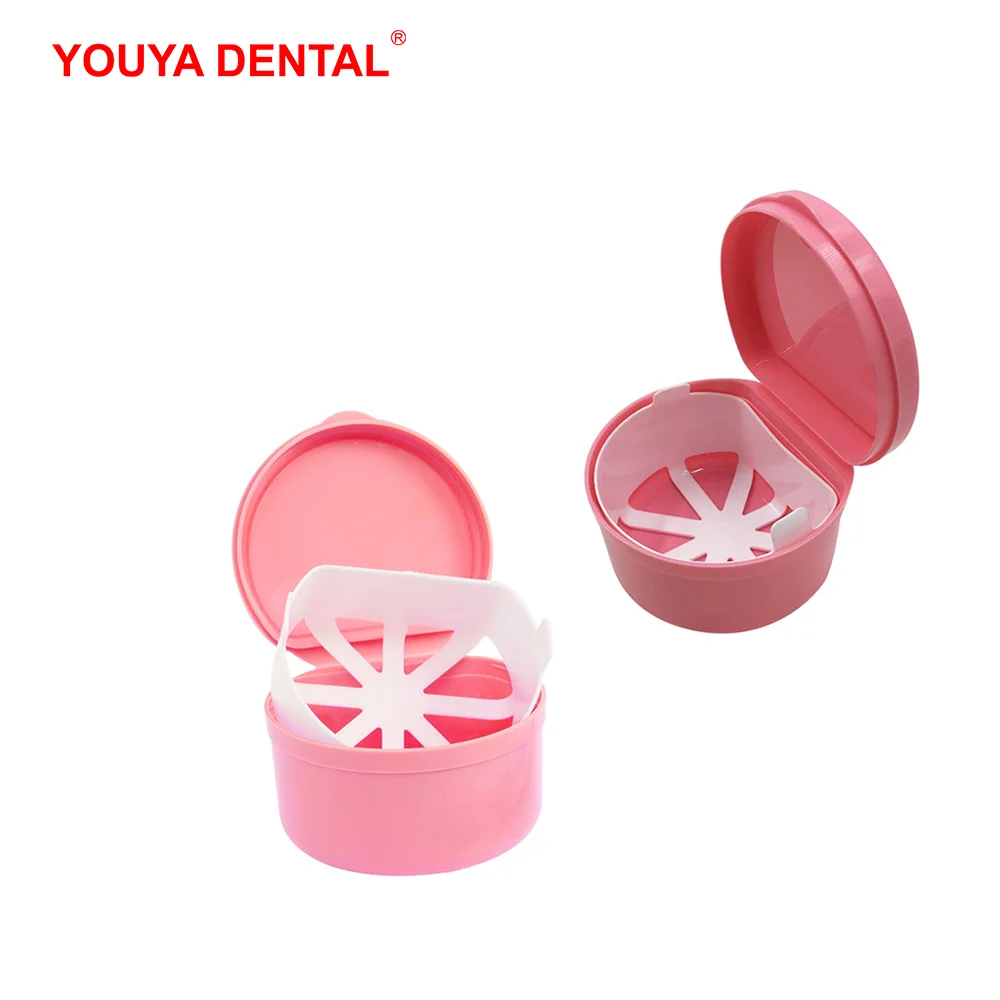 Caja para dentadura Dental con estuche de red, contenedor para dentaduras postizas, limpieza, baño, organizador, caja de almacenamiento de dientes artificiales, 2 uds.