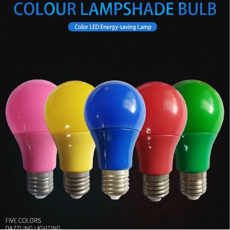 E27 Colorful led bulb 7W 9W red blue green yellow pink LED light for bar KTV party lighting