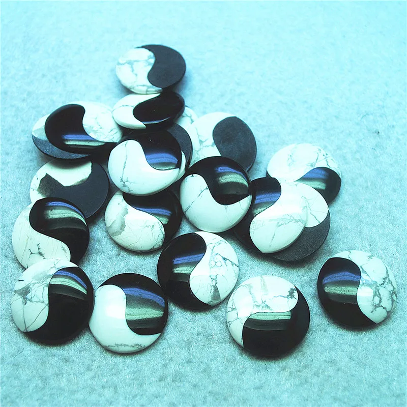 10PCS Nature Semi Precious Stone Cabochons No Hole 22MM Round Shape Tai Chi DIY Jewelry Accessories Free Shipping