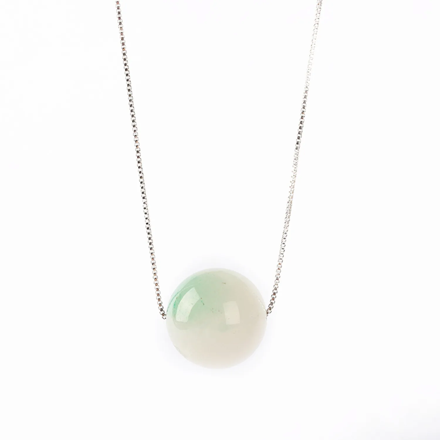 18MM Natural Jade Pendant  Round Beads Medulla Pendant Necklace Clavicle Chain