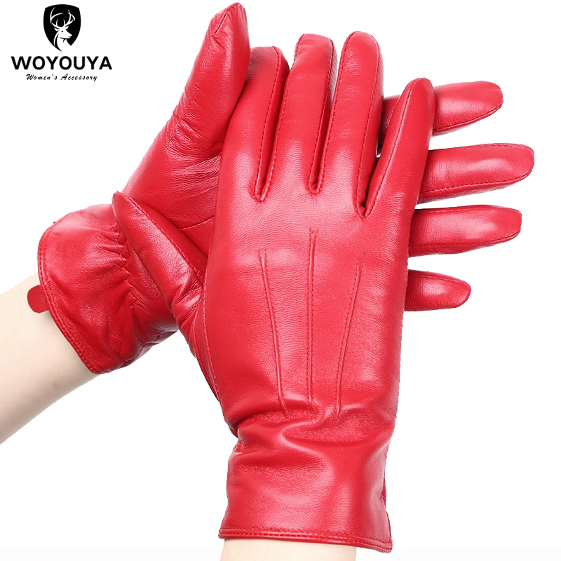 Moda renkli koyun derisi kadın eldiven, sürüş sıcak kadın deri eldiven, yumuşak rahat kadın kış gloves-GX154