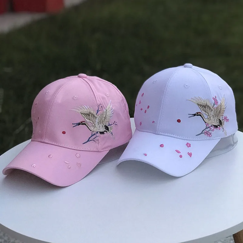 2021 New Ladies Caps Chinese Style Embroidery Curved Brim Spring and Summer Sun Hats Street Fashion All-match Men\'s Baseball Cap