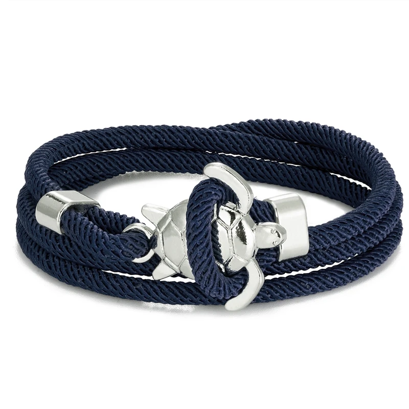 MKENDN Navy Stil Schildkröte Multilayer Milan Seil Armband Charms Seablue Seil Männer Frauen Strand Armband Einstellbare Schmuck Homme – Detail 8