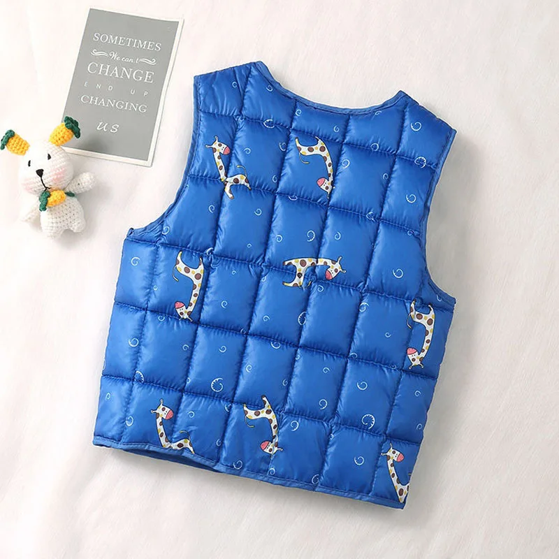 Spring Autumn Boys Girls Waistcoat Printed Vest Lightweight Warm 1-3y Kids Coat Infants Sleeveless Jacket Winter Toddler Clothin