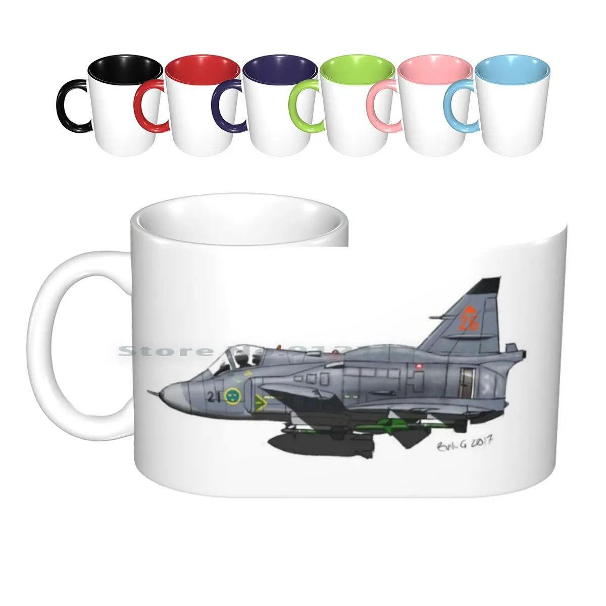 The Saab Ja 37 Viggen Ceramic Mugs Coffee Cups Milk Tea Mug Viggen Saab Fighter Creative Trending Vintage Gift Bottle Cup