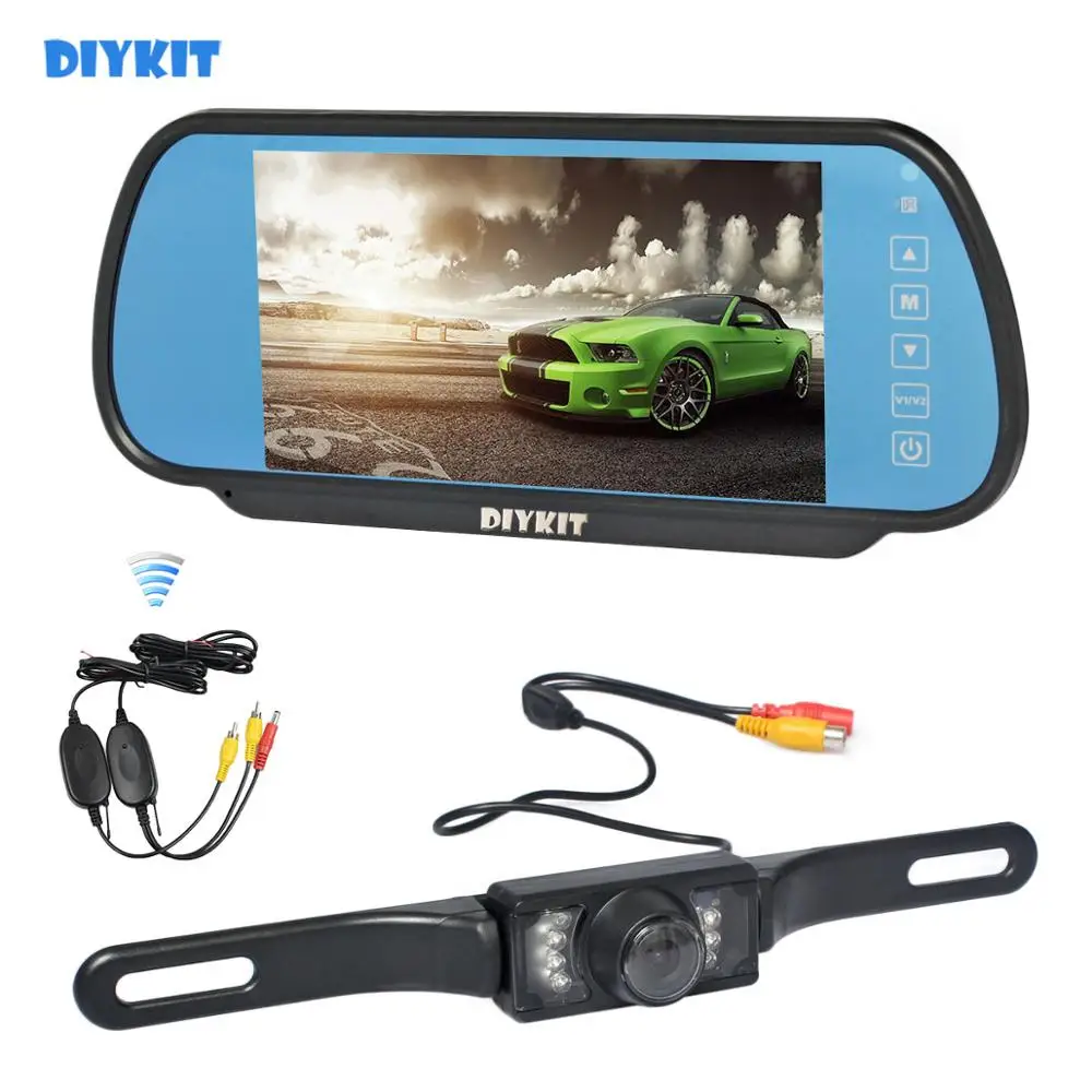 

DIYKIT Wireless 7inch Rear View Mirror Car Monitor Parking System IR Night Vision Rear View Car Camera