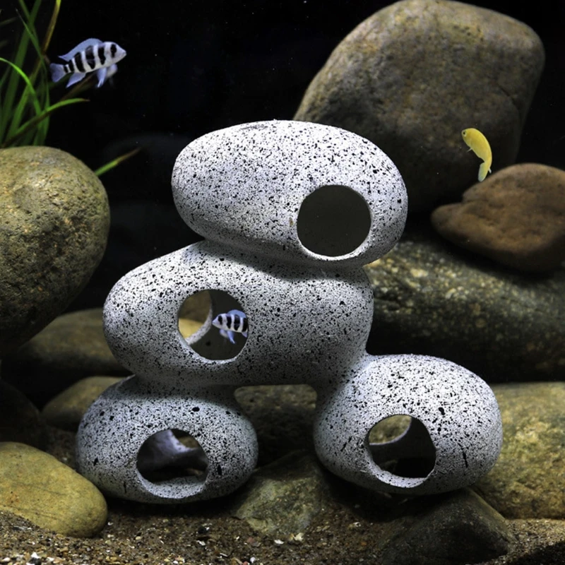 Aquarium Rock Cave Fish Tank Pond Hideaway for Shrimp Cichlid Hiding Breeding Spawning Hideout Decor Ornament