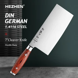 HEZHEN 7 Inches Cleaver Knives Pakka Wood Handle  & Stainless Steel Rivet German DIN1.4116 Steel  Beautiful gift box Cook Knife