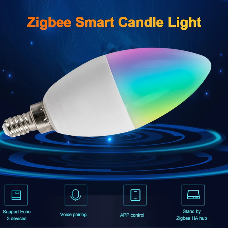 Tuya E14 E12 Smart Candle Bulb RGBCW 5W LED Lamp Smartthings Remote Control Compatible With Alexa Home