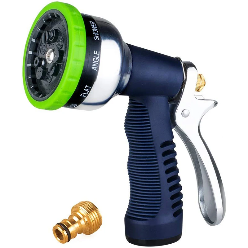 Heavy Duty Spray Gun 9-Way Anti-Slip Design Garden Spray Nozzle Rear Trigger Design Hose Spray Nozzle Cleaning Car Wash & Garden