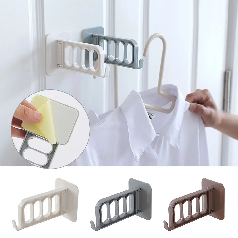 1pc Clothes Storage Rack Organizer Multifunction Door Hooks Creative Foldable Wall Hanger Hook For Bathroom Towel