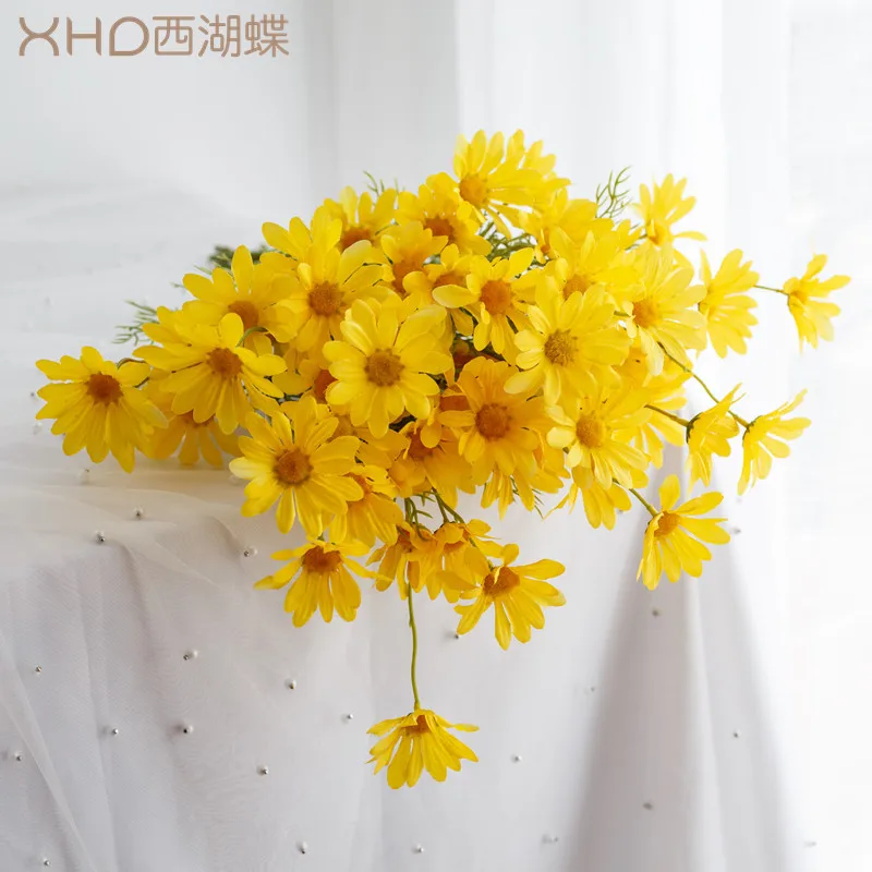 10Branch Simulation small daisy 5 heads Artificial flower chamomile wedding home Christmas vase DIY photography decoration props