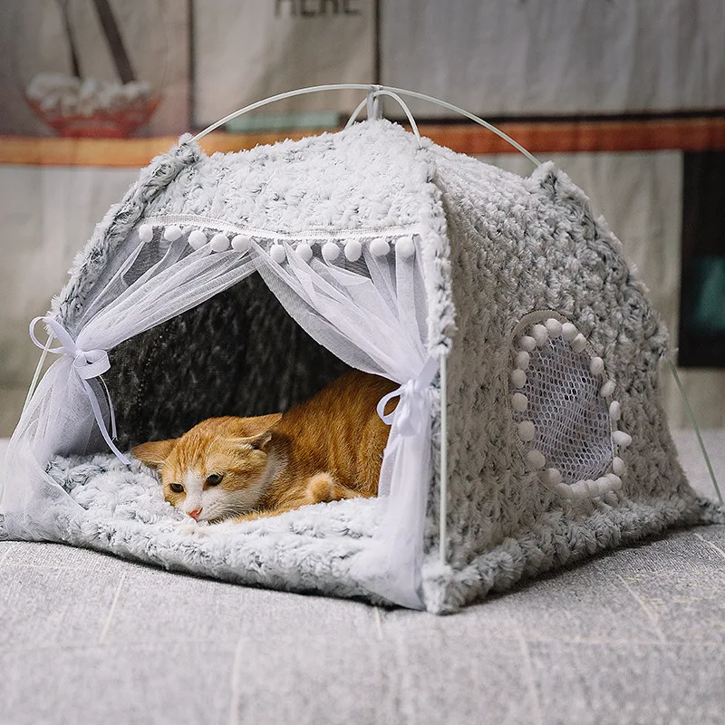 Cat Kennel Pet Tent House Semi Enclosed Dog Bed All Seasons Universal Villa Bedding