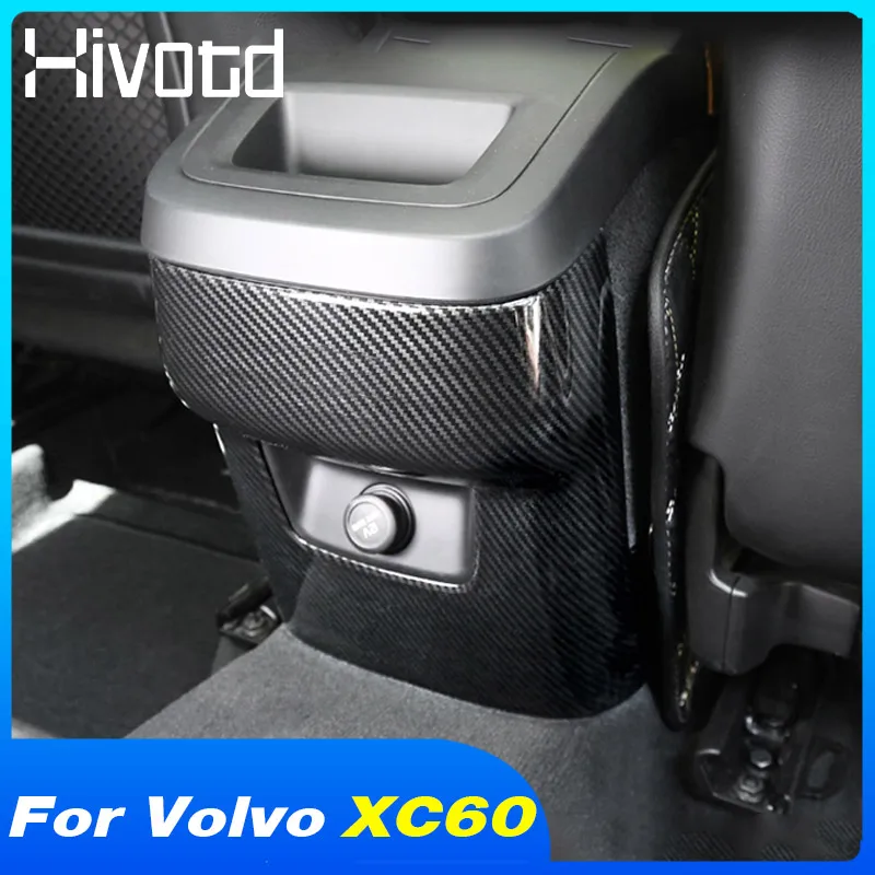 Hivotd Car Rear Armrest Box Air Vent Outlet Cover Trim Interior Panel Decoration Auto Accessories Styling For Volvo XC60 2020