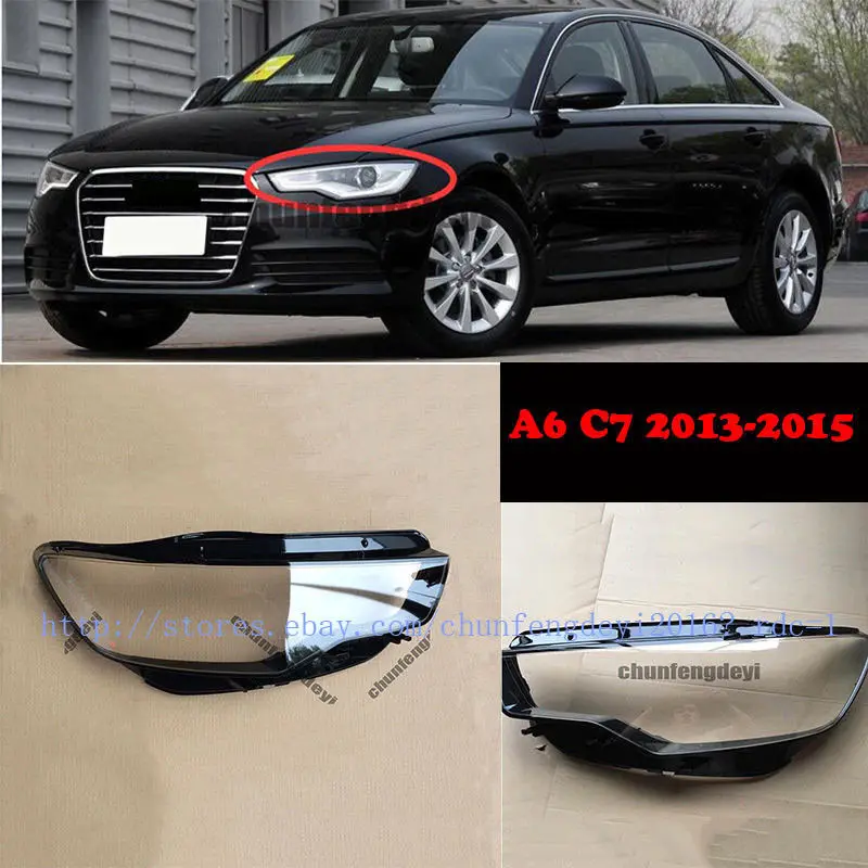 Fit For Audi A6 C7 2013 2014 2015 Left and Right Front Kit Cover Lens Headlights + Glue 2pcs