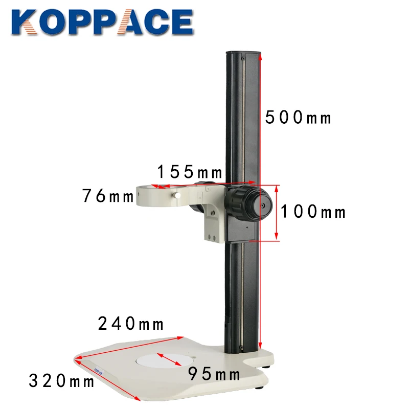 KOPPACE Microscope Bracket Lens Diameter 76mm Microscope Focusing Bracket 400mm Working Stroke