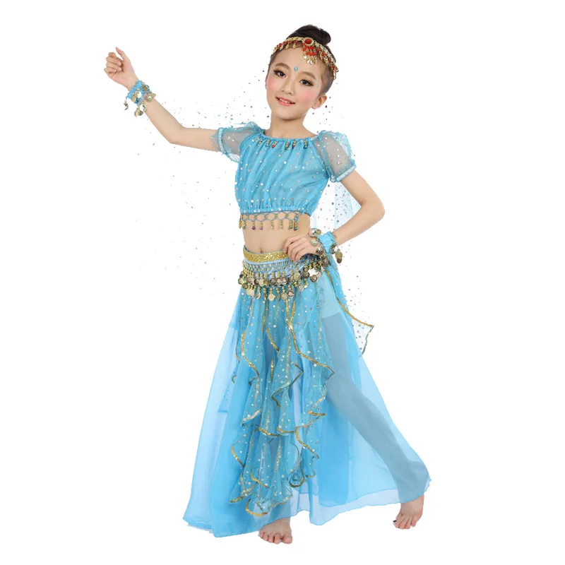 Disfraz de danza del vientre para niños, trajes de baile Oriental para niñas, ropa de bailarina de danza del vientre, conjunto de trajes de baile