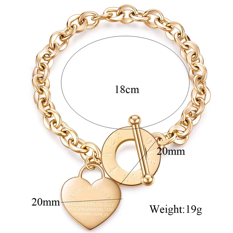 Stainless Steel Heart Bracelets For Women Party Gift Fashion Chain Charm Bracelets Jewelry Wholesale 1191