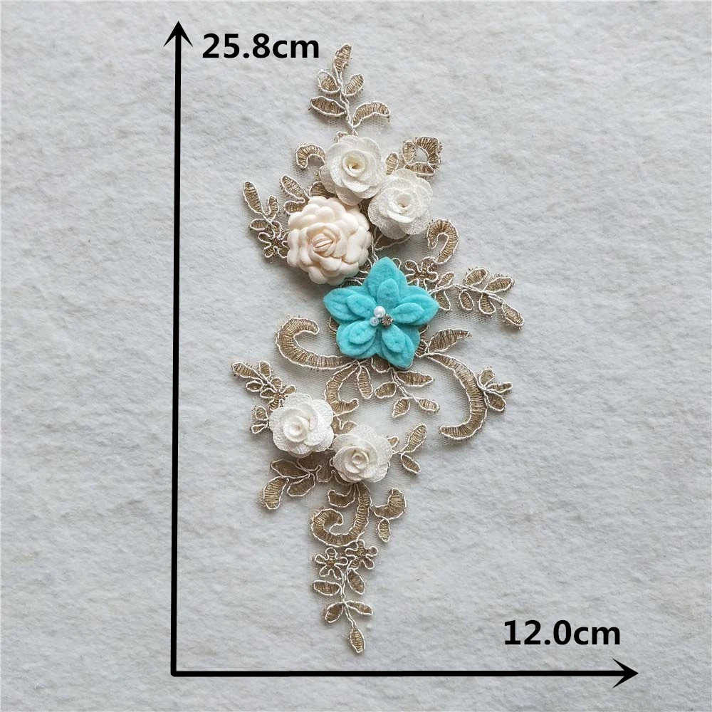 1 piece for sale lace chest decoration 3D three-dimensional flower sequin embroidery DIY clothing craft supplies accessories