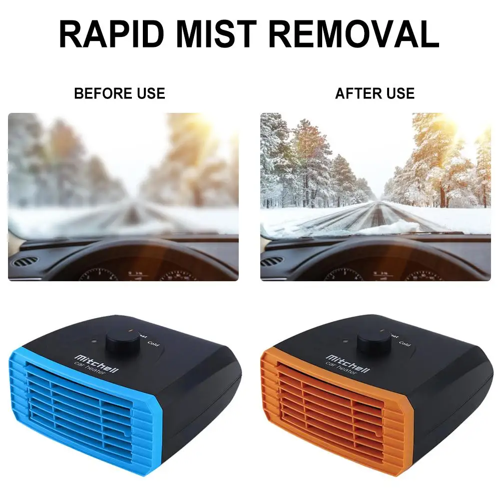 12V/24V Portable Car Heater Fast Heating Defogger Heat Cooling Fan Heater Warmer Snow Defogger Air Conditioner 15*16CM