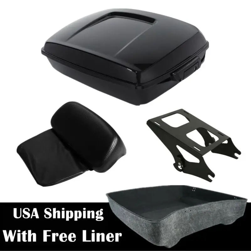 Chopped Trunk Backrest Pad Mount Rack For Harley Tour Pack Touring Road King Electra Road Glide 2014-2024