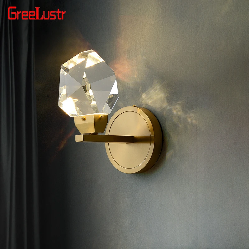 Modern Luxury Crystal LED Wall Light Fixtures Copper  Wall Sconce Lamp Decor Lights Home Bedside aisle entrance Indoor Lighting